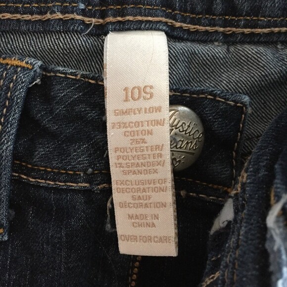 Justice Girls Straight Leg Dark Wash Blue Jeans Size 10 S - Picture 5 of 6